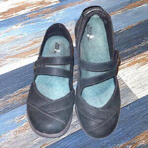 Womens Black Leather Mary Jane Shoes Sz 9